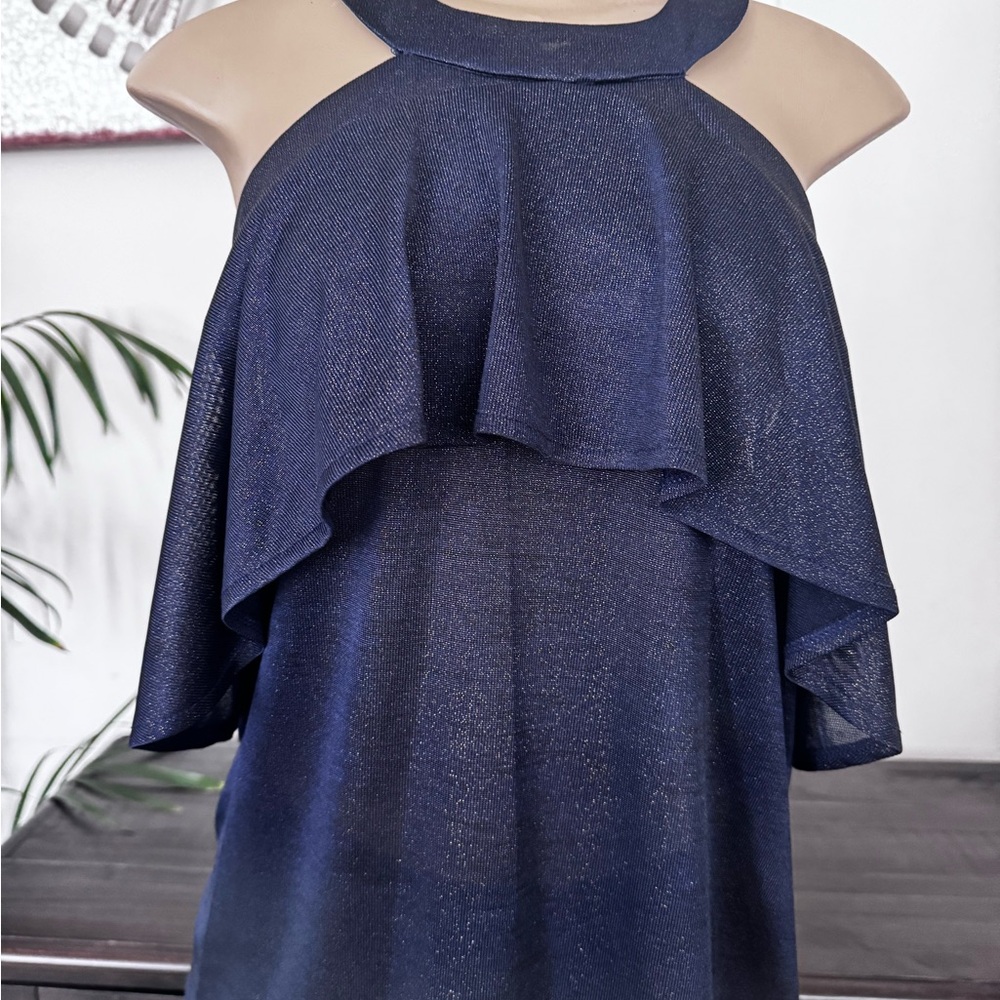Elegant Navy Blue Halter Dress